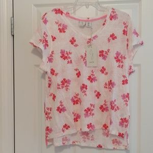 - -Joie 100% linen v neck high low floral top